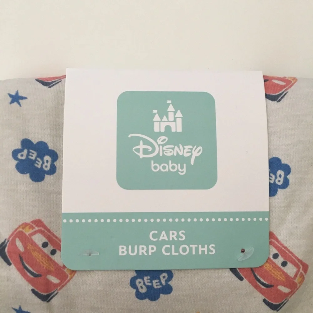 Disney Baby Cars Burp Cloths 3-Pack Soft Absorbent NEW
